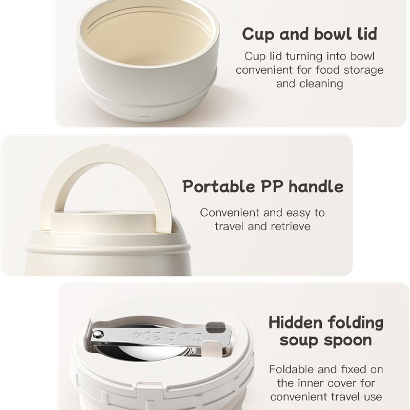 🔥Hot Sale Deals-316 Stainless Steel Thermal Food Jar with Folding Spoon