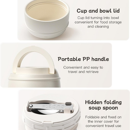 🔥Hot Sale Deals-316 Stainless Steel Thermal Food Jar with Folding Spoon