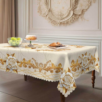 🔥Hot Sale Deals-Waterproof Gold Rose Tablecloth