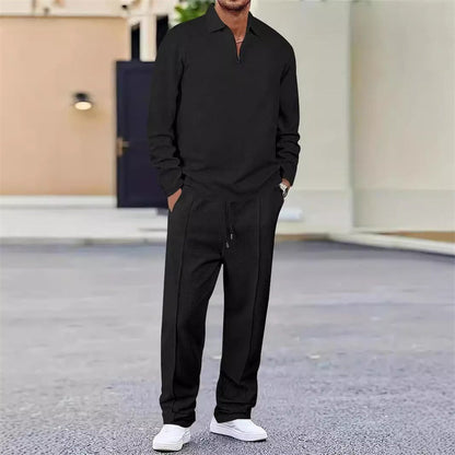 📢📢60%  OFF !! ⏰Men’s Waffle Knit Sweatshirt & Straight-Leg Pants Set