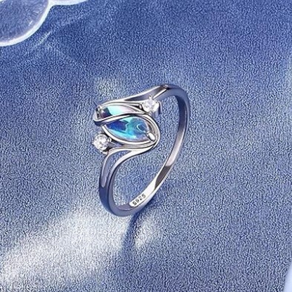 ⏳Limited-time 50% off⏰Geometric Oval Moonstone Ring with Zirconia Accents🌙💍