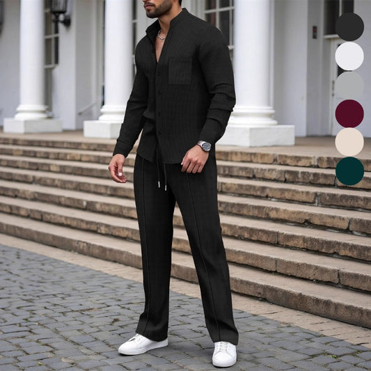 🔥Limited-time offer: 50% off-Men’s Casual Waffle Shirt Pants 2-Piece Set