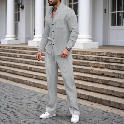 🔥Limited-time offer: 50% off-Men’s Casual Waffle Shirt Pants 2-Piece Set