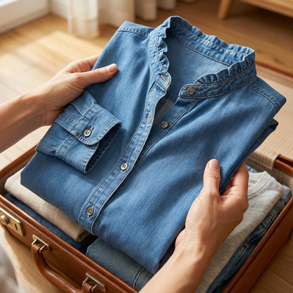 🔥Limited-time offer-Women's Casual Ruffle V-Neck Shirt | Soft, Breathable & Flattering High-Low Hem ✨