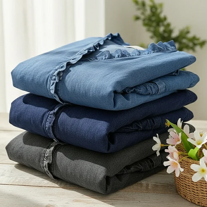 🔥Limited-time offer-Women's Casual Ruffle V-Neck Shirt | Soft, Breathable & Flattering High-Low Hem ✨