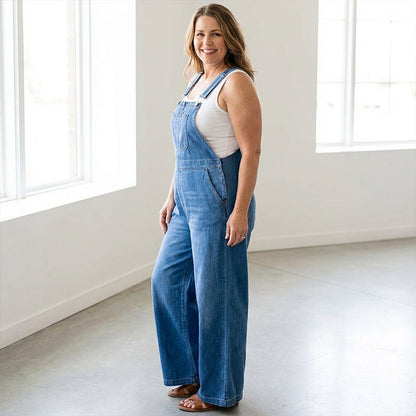 👗 LIMITED-TIME 50% OFF! Women's Casual Wide Leg Denim Overalls, Adjustable Strap Loose Jean Bib Jumpsuit