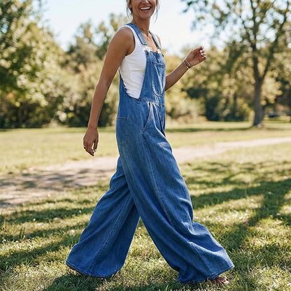 👗 LIMITED-TIME 50% OFF! Women's Casual Wide Leg Denim Overalls, Adjustable Strap Loose Jean Bib Jumpsuit