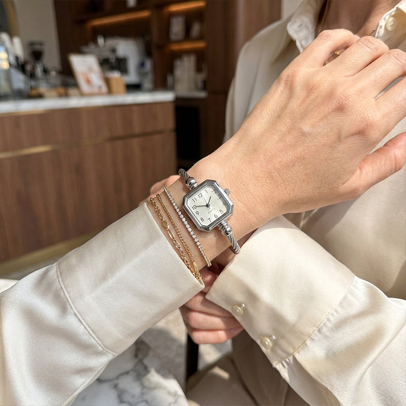 🔥New Arrivals Special Offer-Chic Open-Cuff Bangle Watch with Square Dial