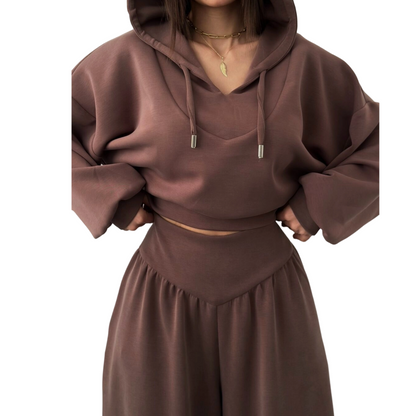 👖🌞Women’s Crop Hoodie & Wide-Leg Pants | Effortless Street Style🎐