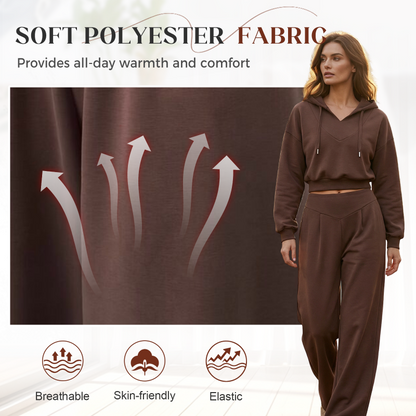 👖🌞Women’s Crop Hoodie & Wide-Leg Pants | Effortless Street Style🎐