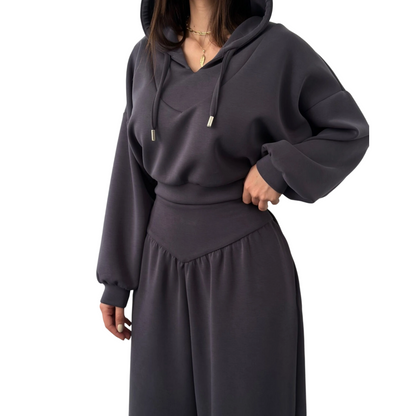 👖🌞Women’s Crop Hoodie & Wide-Leg Pants | Effortless Street Style🎐