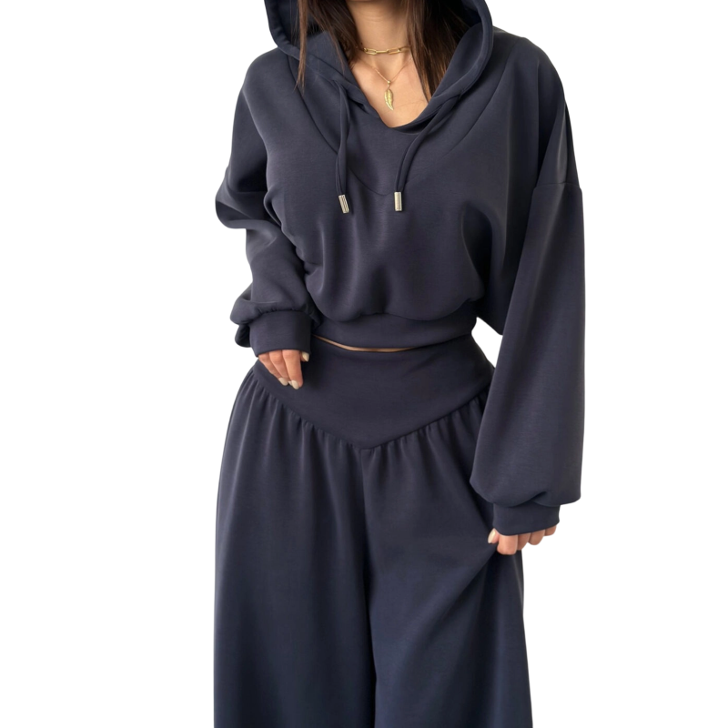 👖🌞Women’s Crop Hoodie & Wide-Leg Pants | Effortless Street Style🎐