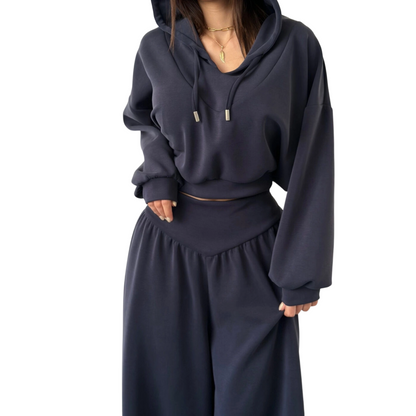 👖🌞Women’s Crop Hoodie & Wide-Leg Pants | Effortless Street Style🎐