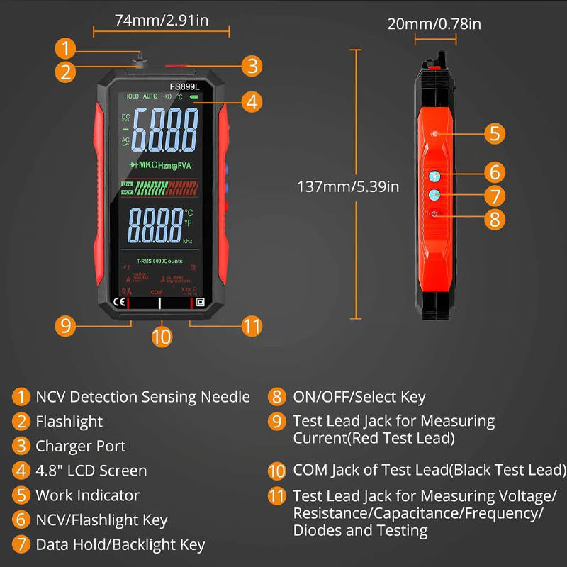📢2026 Hot Sale 50% off⏰USB Rechargeable Digital Multimeter – True RMS, Auto-Ranging & Backlit LCD Display, CAT III 1000V 🛡️