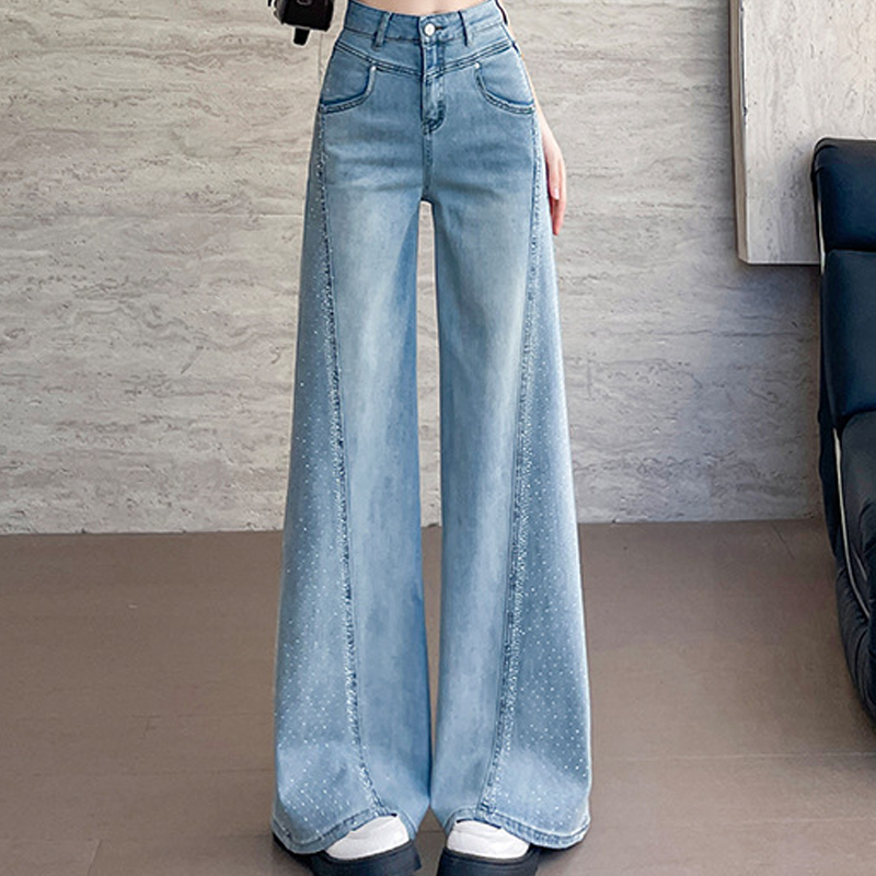 🔥Hot Sale Deals-Women's Rhinestone-Embellished Wide-Leg Jeans