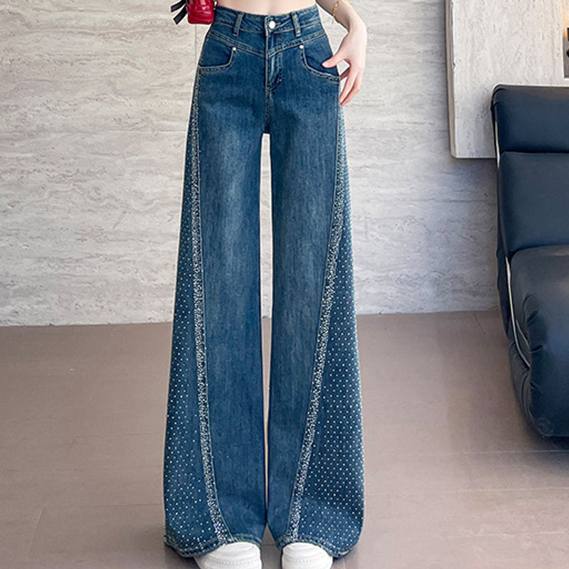 🔥Hot Sale Deals-Women's Rhinestone-Embellished Wide-Leg Jeans