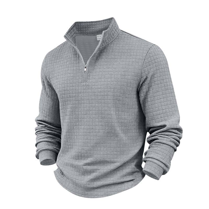 ✨ Smart-Casual Comfort | Men's Jacquard Quarter-Zip Stand-Collar Sweatshirt