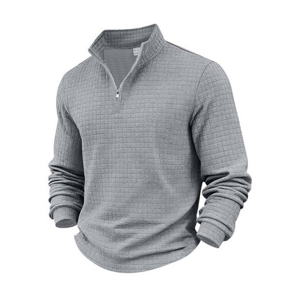✨ Smart-Casual Comfort | Men's Jacquard Quarter-Zip Stand-Collar Sweatshirt