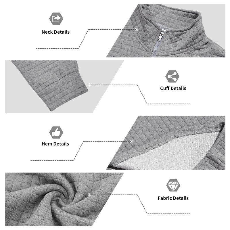 ✨ Smart-Casual Comfort | Men's Jacquard Quarter-Zip Stand-Collar Sweatshirt