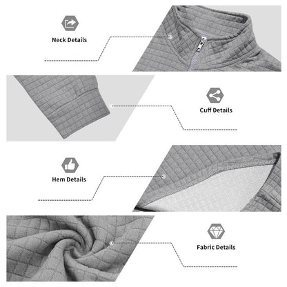 ✨ Smart-Casual Comfort | Men's Jacquard Quarter-Zip Stand-Collar Sweatshirt
