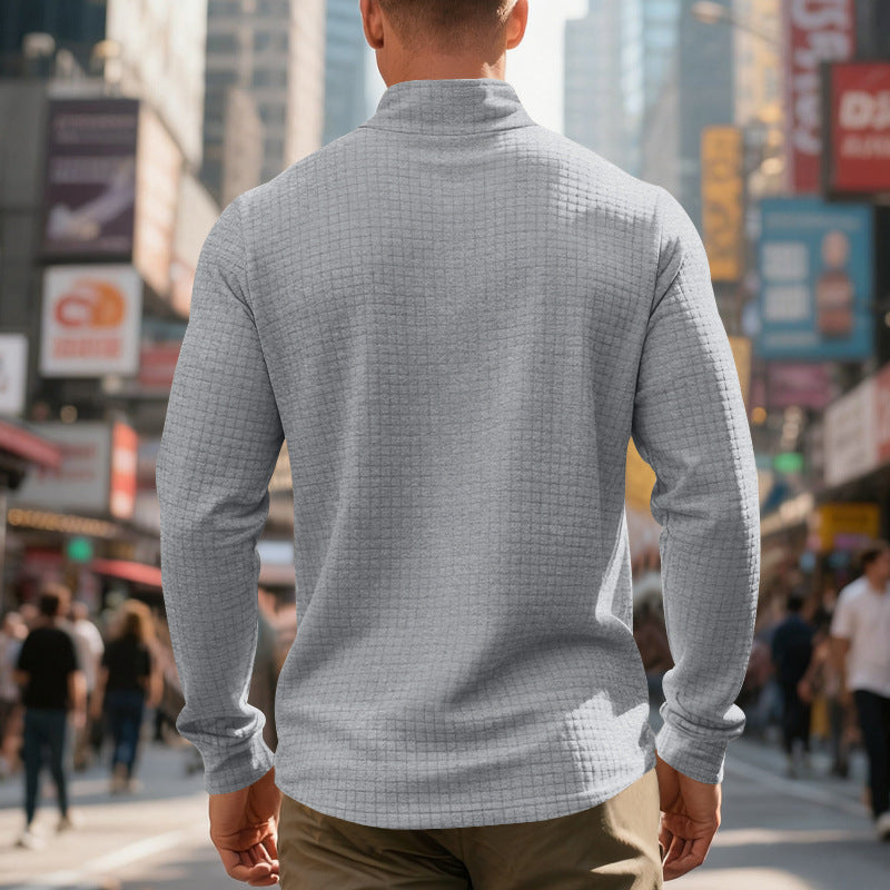 ✨ Smart-Casual Comfort | Men's Jacquard Quarter-Zip Stand-Collar Sweatshirt