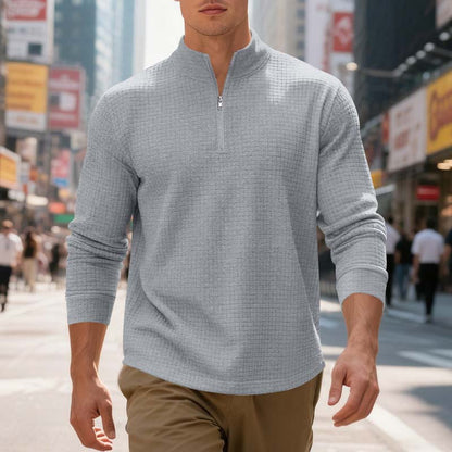 ✨ Smart-Casual Comfort | Men's Jacquard Quarter-Zip Stand-Collar Sweatshirt