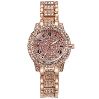 Fashion lady steel wrist watch full of diamonds and full stars