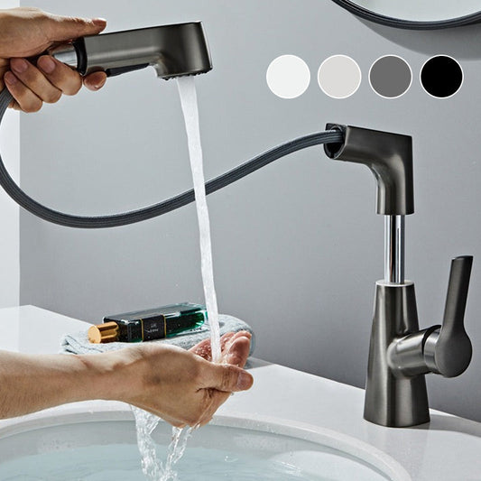 🔥Hot Sale Deals-1 Hole Bathroom Faucet with Pull out Sprayer-✈️Free Shipping
