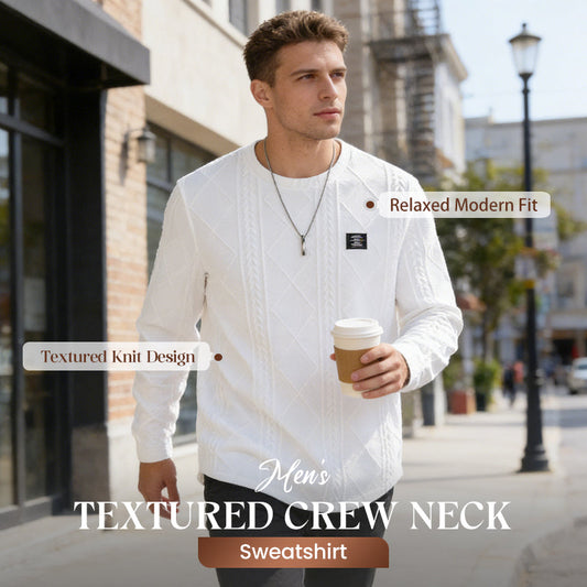 🔥Hot Sale Offers-Men's Textured Crew Neck Sweatshirt