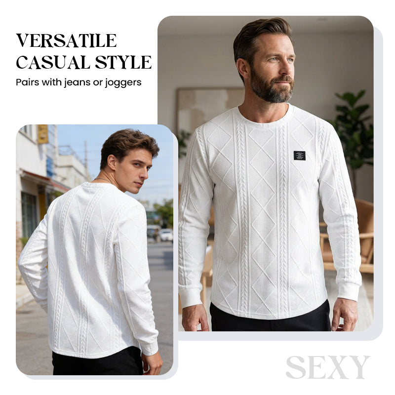 🔥Hot Sale Offers-Men's Textured Crew Neck Sweatshirt