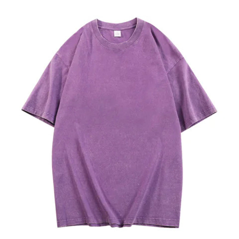 🔥Hot Sale Deals-Loose Vintage Solid Color Short Sleeve Top