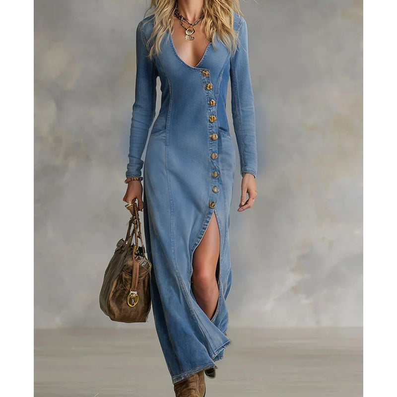 🔥Limited-time offer: 50% off-Women's Long Sleeve V-Neck Maxi Dress