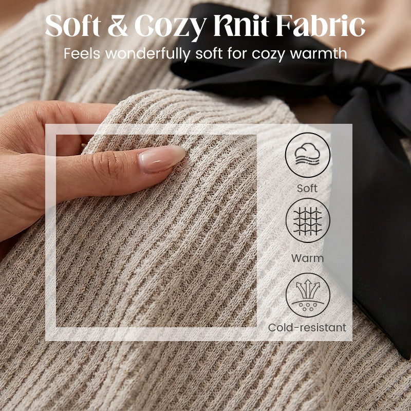 🎀 Elegant Back Detail | Women’s V-Neck Knit Sweater