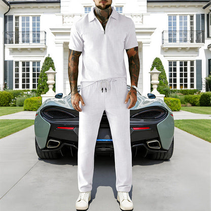 🔥Hot Sale Deals-Men's Zip-Neck Top& Drawstring Pants Set