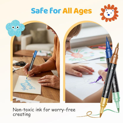 💖24 Colors Dual-Tip Glitter Marker Set