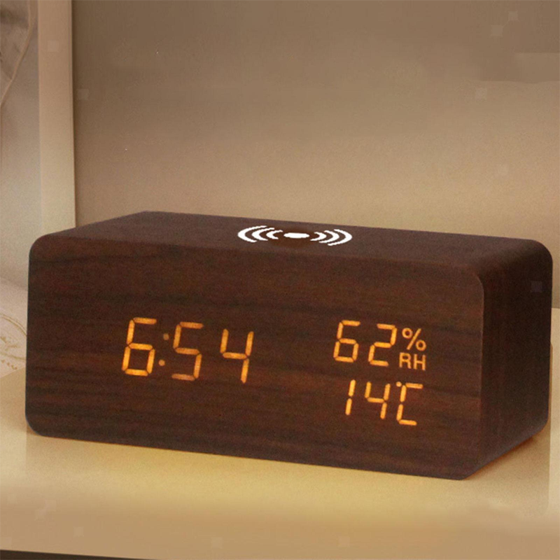 LED Digital Alarm Clock with Wireless Charging Station