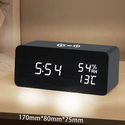 LED Digital Alarm Clock with Wireless Charging Station