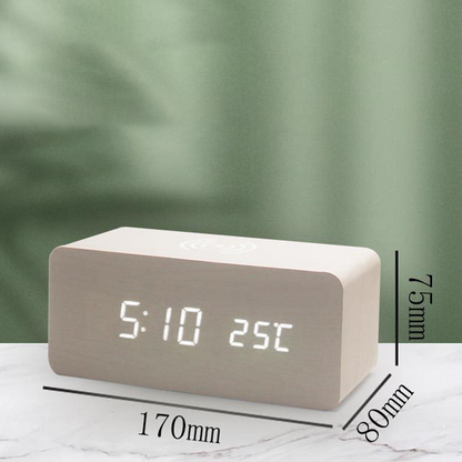 LED Digital Alarm Clock with Wireless Charging Station