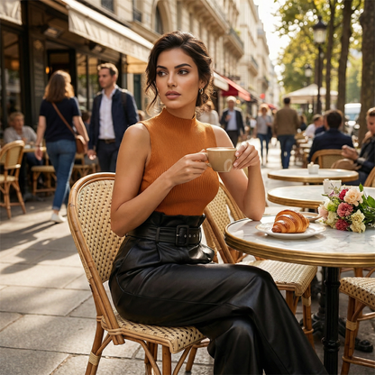 Modern High-Waist PU Leather Wide-Leg Pants