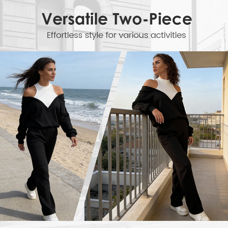 🔥Hot Sale Deals-Women’s Stylish Long Sleeve Top & Wide Leg Pants Set