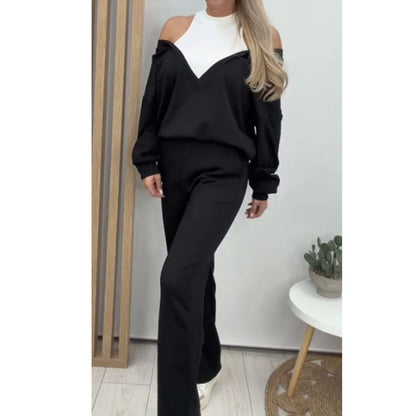 🔥Hot Sale Deals-Women’s Stylish Long Sleeve Top & Wide Leg Pants Set