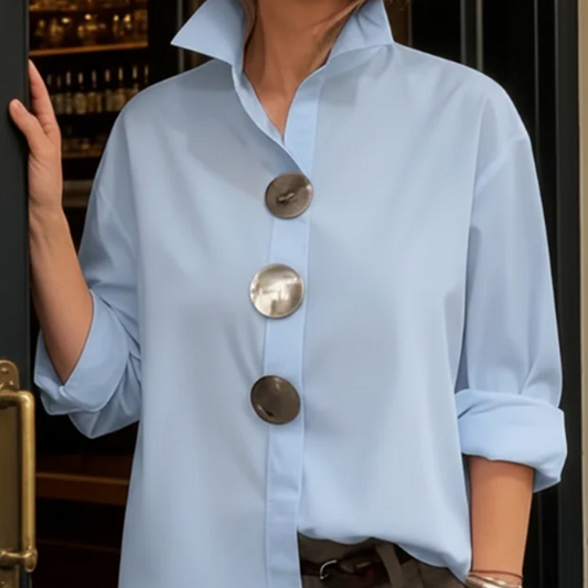 🔥Limited-time offer-Women's Oversized Button-Down Shirt with Statement Buttons