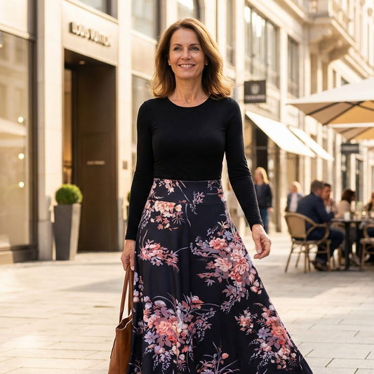 🔥Hot Sale Offers-Women's Long Sleeve Floral Print Spliced Dress