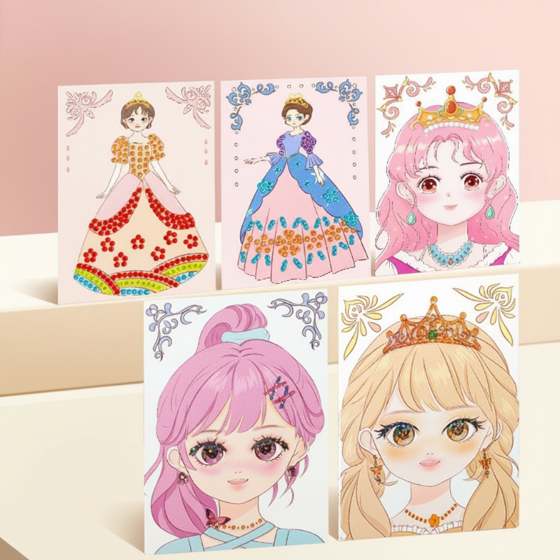 🔥HOT SALE 49% OFF✨JSR Special Diamond Painting & Princess Book Makeup Craft Kits Foil Art Books Set Play on Paper for Girl Handcraft Easter Gifts