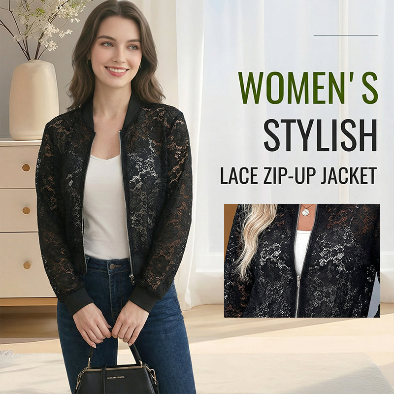 🔥New Arrivals & Special Offers-Women's Lightweight Lace Zip-Up Jacket