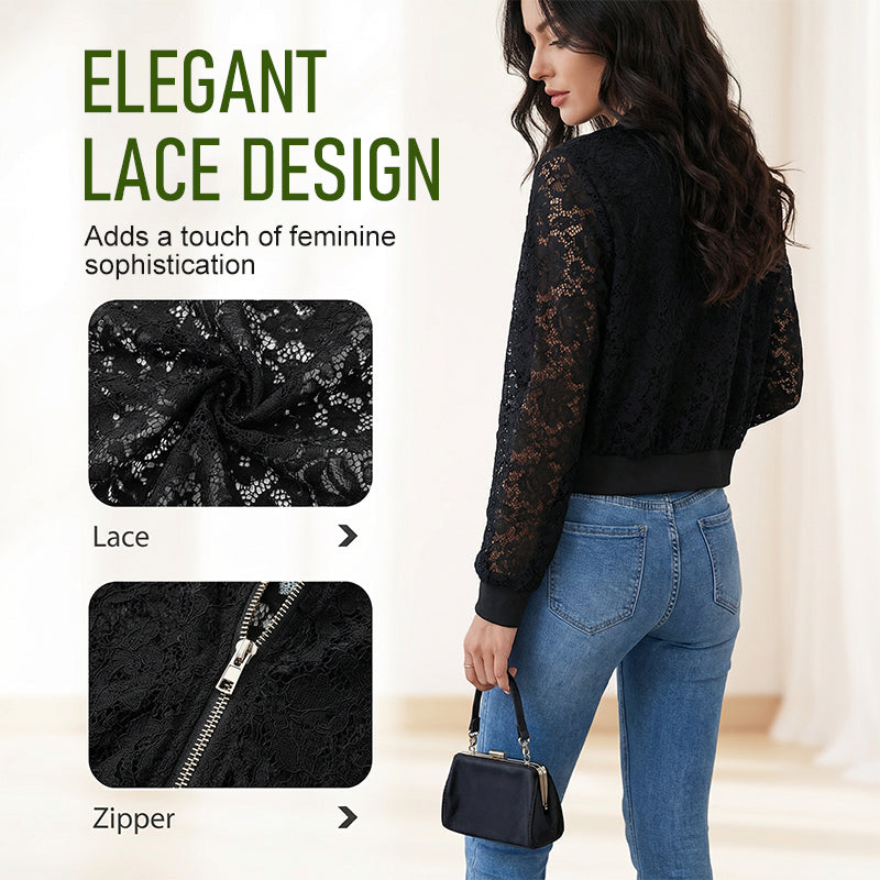 🔥New Arrivals & Special Offers-Women's Lightweight Lace Zip-Up Jacket