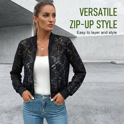 🔥New Arrivals & Special Offers-Women's Lightweight Lace Zip-Up Jacket