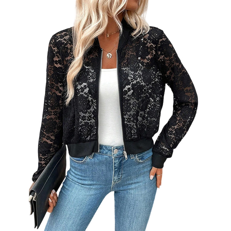 🔥New Arrivals & Special Offers-Women's Lightweight Lace Zip-Up Jacket