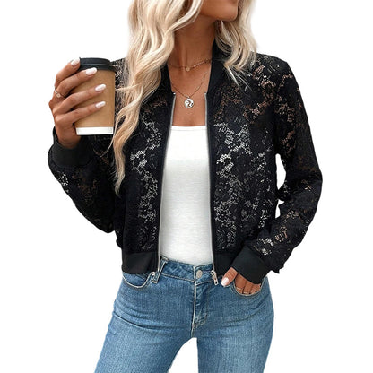 🔥New Arrivals & Special Offers-Women's Lightweight Lace Zip-Up Jacket