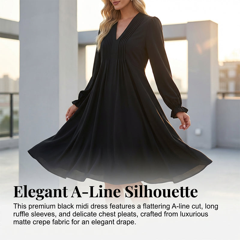 🔥Hot Sale Deals-Women's V-Neck Long Sleeve Dress